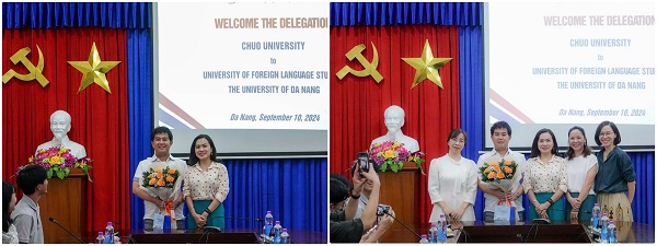 A collage of a person standing at a podiumDescription automatically generated